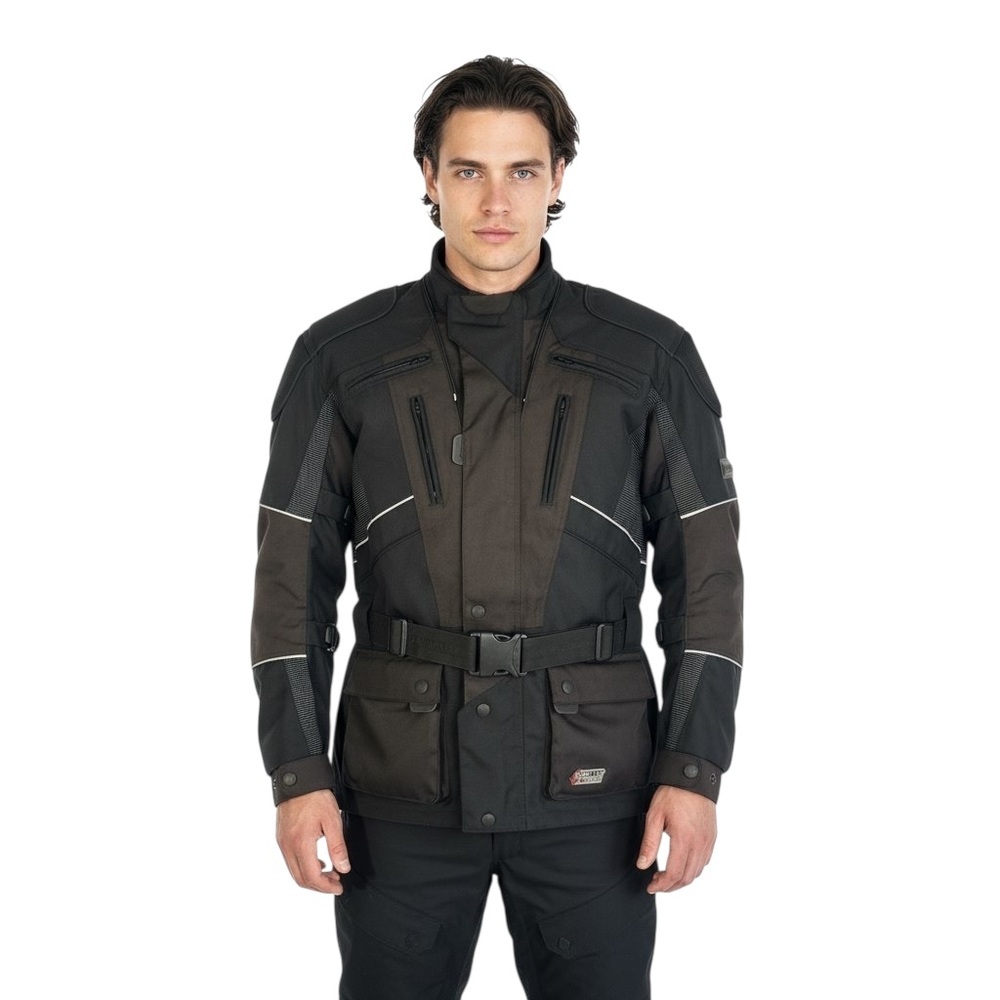 FRANK THOMAS BIKER JACKET BLACK MOTOCYCLE COAT MADE IN ENGLAND MEN SIZE LARGE